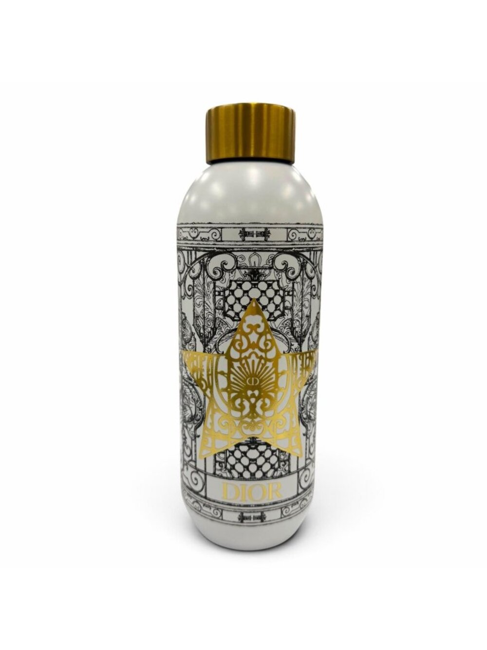 Dior Water Bottle Stainless Steel CD Logo Tumbler Ivory Gold